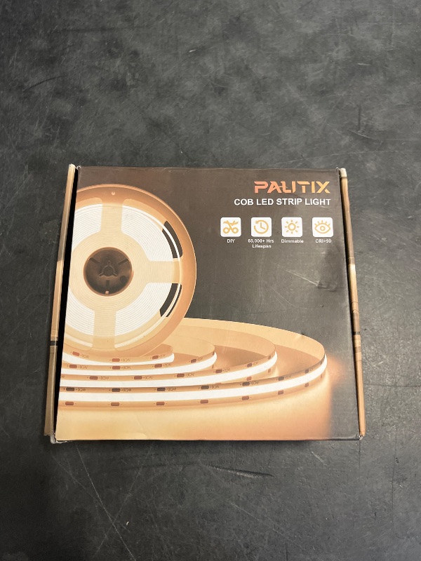 Photo 1 of PAUTIX COB LED Strip Light 32.8ft,Engineering Level UL Listed Warm White 2700K,CRI93+ Super Bright High Lumen,Dimmable 24V Flexible LED Tape Light with RF Remote,for Cabinets,Home&Office DIY Lighting