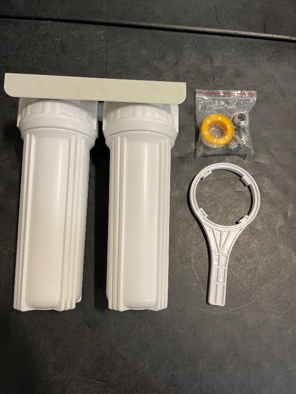 Photo 1 of Nasibey External RV Dual Water Filter System for Reducing Sediment, Dirt, Sand, Rust, Scale Particles & Chlorine Taste | 3/4" GHT 304 Adapter,Mounting Bracket and Two Filters Included