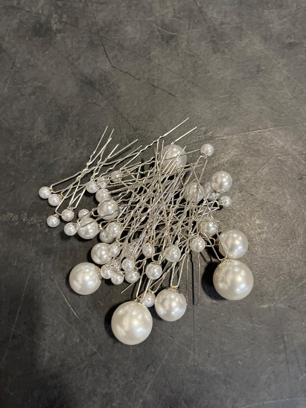 Photo 1 of 40 Packs Pearl Hair Pins Bridal Wedding White Pearl Hair Accessories Bobby Clips for Brides and Bridesmaids(Mix Size)