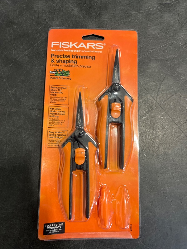 Photo 1 of Fiskars 6" Pruning Scissors (2-Pack) for Flowers, Buds, Weeds and Small Plants, Garden Snips with Resin Resistant Nonstick Stainless Steel Blades, Gardening Trimmers with Comfortable Handle