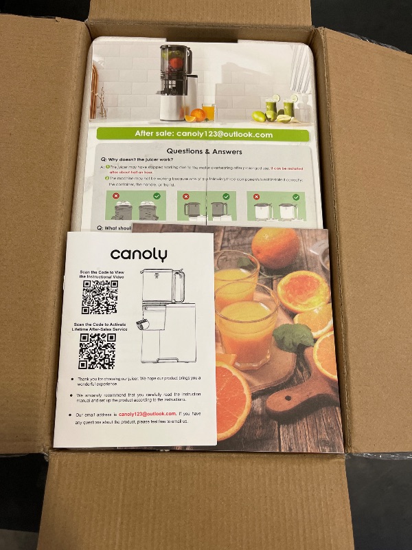 Photo 1 of Canoly Cold Press Juicer, 6" Extra Wide Feed Chute with Dual Strainers (Juice & Sorbet), Powerful AC Brushless Motor, Self Precut System, Juicer Machines with BPA Free 