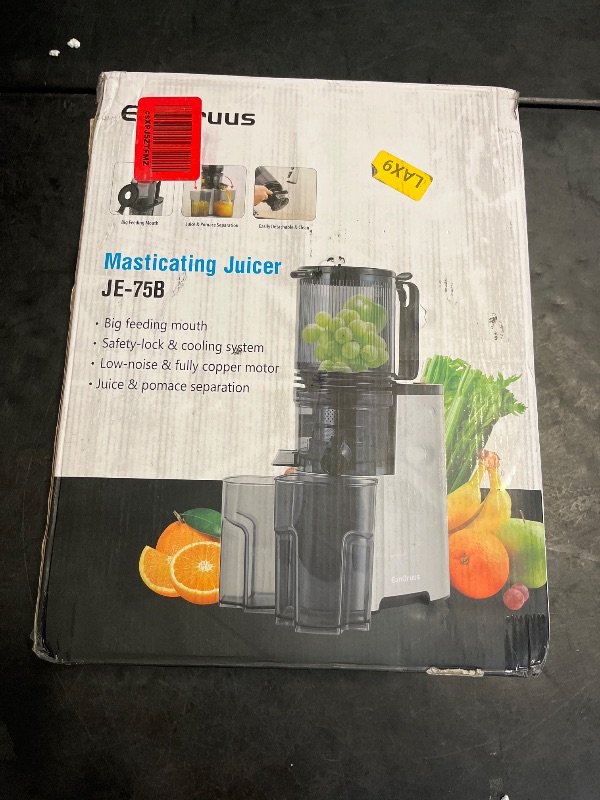 Photo 1 of Ean Oruus Cold Press Juicer, 5.8" Wide Feed Chute Juice Extractor Machine with 400W, High Juice Yield, Slow Masticating Juicer for Whole Vegetables & Fruits, Metallic Silver