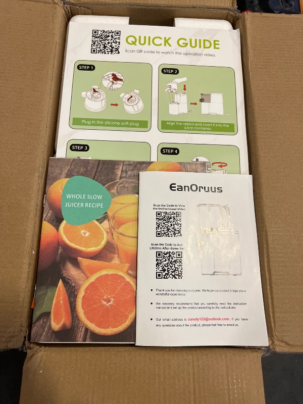 Photo 1 of Ean Oruus Cold Press Juicer, 5.8" Wide Feed Chute Juice Extractor Machine with 400W, High Juice Yield, Slow Masticating Juicer for Whole Vegetables & Fruits, Metallic Silver