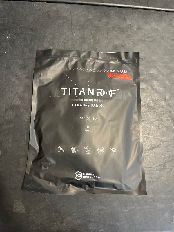 Photo 1 of Mission Darkness TitanRF Faraday Fabric Kit 1 Yard // 44" W x 36" L Fabric + 36" L Tape Military Grade Conductive Nickel Copper Polyester Material Blocks RF Signals WiFi Cell Bluetooth RFID EMF