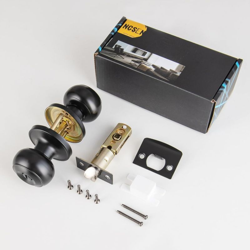 Photo 1 of Black Door Knobs Interior Keyless, Door Knobs for Bathroom & Bedroom, Matte Black Privacy Door Knob