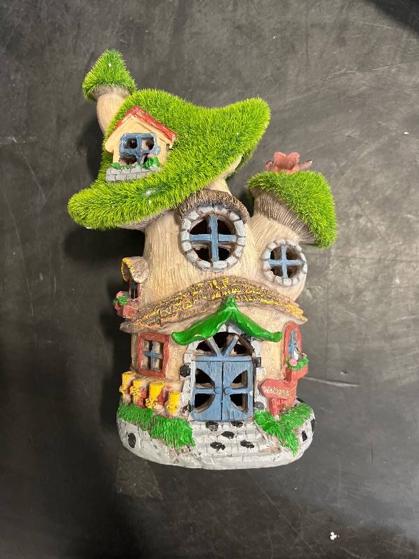 Photo 1 of ASAWASA Flocked Mushroom Fairy Garden House with Solar Light,Funny Statue Sculptures for Garden Decor,Exquisite Cottage Figurines for Patio Lawn Yard Gift Decoration