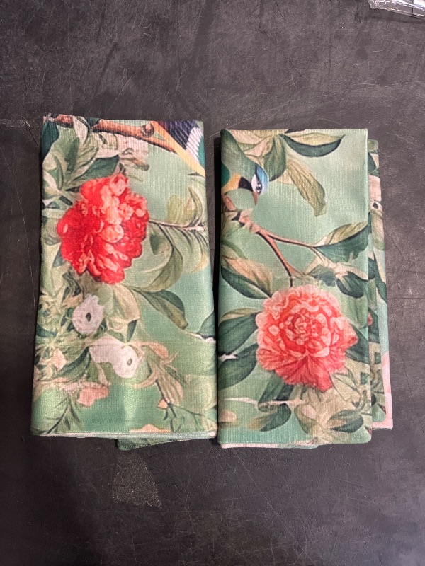 Photo 1 of Spring Vintage Bird Flower Throw Pillow Covers Green Chinoiserie Pillow Cover 20x20 Inch Farmhouse Floral Decorative Outdoor Pillowcase Cotton Square Cushion Cover for Couch Sofa Bed Decor (Pack of 2)