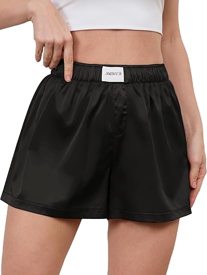 Photo 1 of (M) Mawor Womens Silk Summer Boxer Shorts Soft Comfy Pajama Sleep Lounge Satin Bottoms Sweat Cute Flowy Loose Pj Sleepwear SIZE M