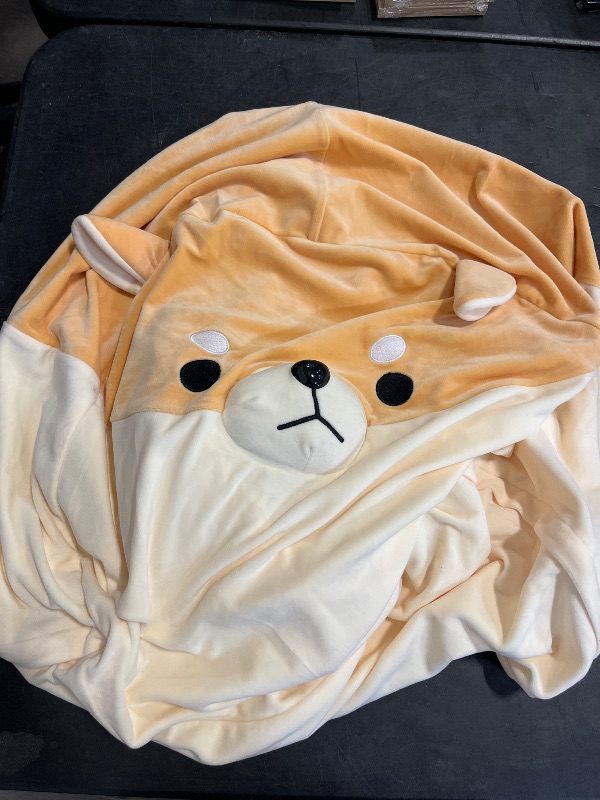 Photo 1 of Stuffed Animal Storage Bean Bag Chair Cover for Kids Yellow Dog Shiba Inu Bean Bag Chair for Girls Large Size Toy Organizer Cover Only Without Filling