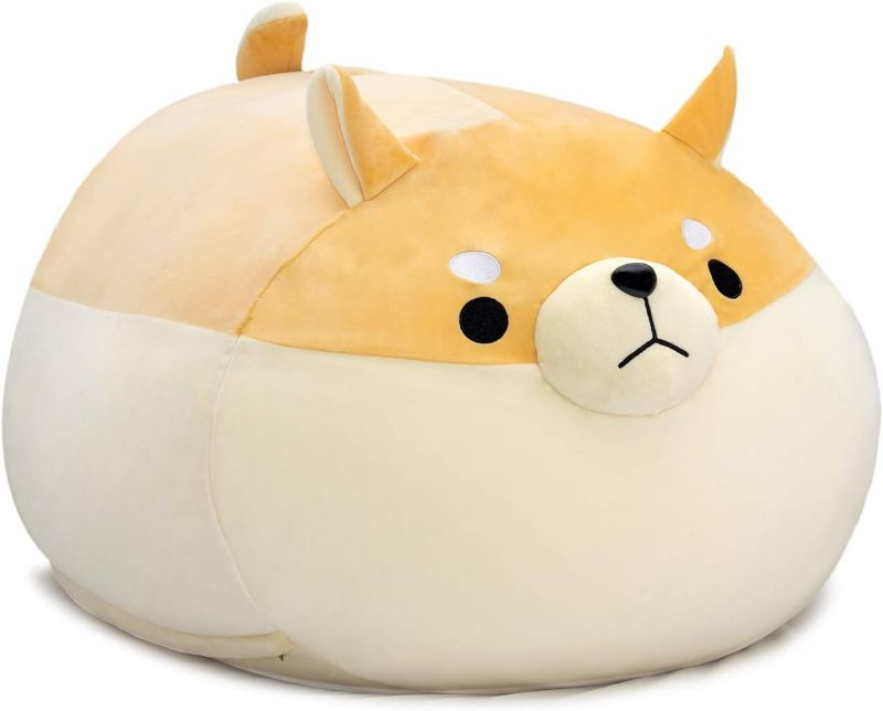 Photo 1 of Stuffed Animal Storage Bean Bag Chair Cover for Kids Yellow Dog Shiba Inu Bean Bag Chair for Girls Large Size Toy Organizer Cover Only Without Filling