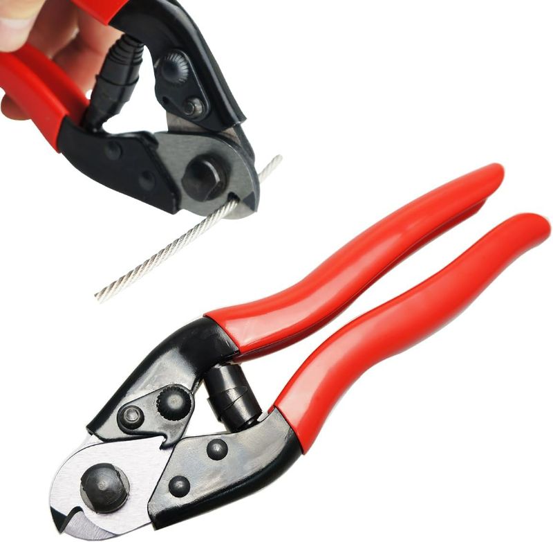 Photo 1 of Muzata Cable Cutter Wire Cutter Heavy Duty Up to 1/8" 5/32" Stainless Steel Aircraft Wire Rope for Deck Railing Metal Fence Bicycle Brake Bike DIY Project CR12