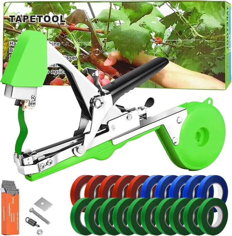 Photo 1 of Plant Tying Machine Gardening Plant Vine Tying Tool with 20 Rolls of Tapes+10000pcs Staples, for Vegetable Grape Cucumber Tomato Flower and Pepper