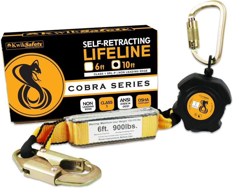 Photo 1 of KwikSafety - 10' Cobra Web Self-Retracting Lifeline [NO Tangle Web] Class 1 Retractable Safety Lanyard SRL ANSI OSHA Fall Gear