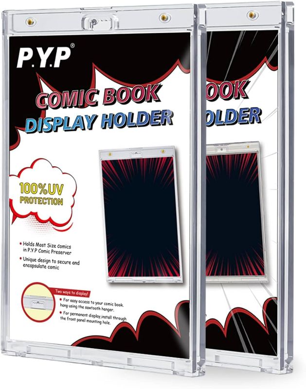 Photo 1 of 2ct Magnetic Comic-Book Display Cases - Crystal Clear One Touch Comic Book Holders, UV Protection Comic Book Slab Protectors, Premium Wall Mountable Comic Book Protective Holders, Fits Most Comics ( 4 pcs - 2 packs ) 