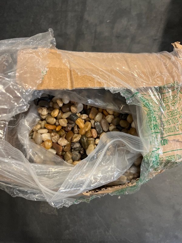 Photo 1 of Voulosimi 18 LBS River Rock Stones, Natural Decorative Polished Mixed Pebbles Gravel,Outdoor Decorative Stones for Plant Aquariums, Landscaping, Vase Fillers