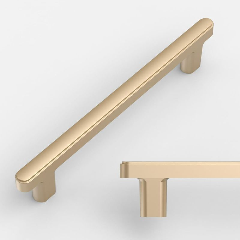 Photo 1 of Amerdeco 10 Pack Champagne Gold Cabinet Hardware - 5 Inch(128mm) Hole Center Drawer Pulls for Kitchen & Bathroom Dresser ZH0065