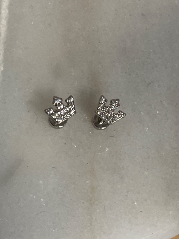 Photo 1 of sterling silver crown earrings with a screw pack 