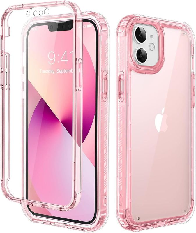 Photo 1 of Lifedance New for iPhone 11 Case, Full-Body Rugged Protective Case with Built-in Screen Protector, 10 FT Military Grade Drop Protection Heavy Duty Shockproof Phone Case for iPhone 11, Clear Pink