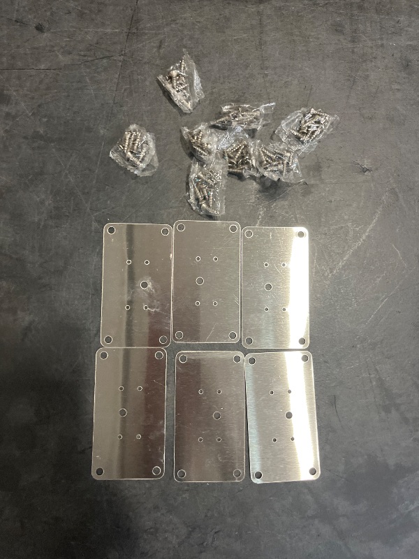 Photo 1 of HexinYigjly 16Pcs Cabinet Hinges Repair Plates, Cabinet Doors Hinge Repair Kit Stainless Steel Furniture Cabinet Drawer Window Repair Plates with Screwdriver