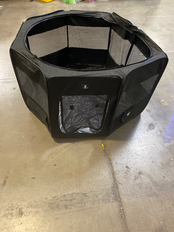 Photo 1 of X-ZONE PET Dog Playpen Portable Pet Play Pens for Puppies, Cat, Rabbit, Chicks, Foldable Exercise Play Tent Kennel Crate, Indoor/Outdoor Travel Camping Black Large