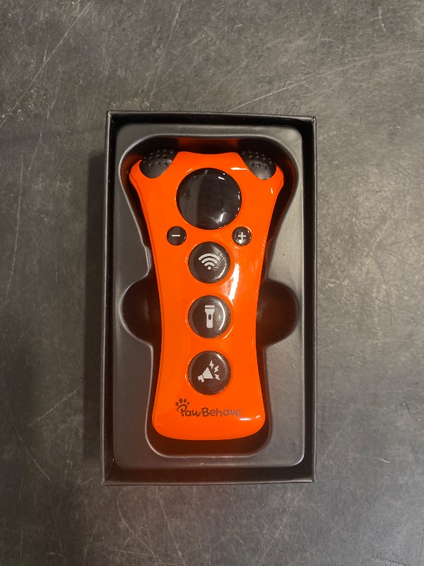 Photo 1 of PawBehave Adjustable Ultrasonic Dog Trainer – World's First Variable Frequency Pet Behavior Corrector with 10 Level Ultra Sound, 18 Dog Whistles, Anti-Bark Flashlight, Humane Dog Deterrent (Orange)