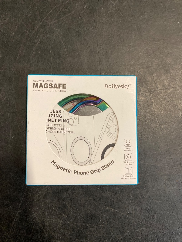 Photo 1 of Doflyesky Magnetic Phone Ring Holder with Magsafe, Double Adjustable Gym Finger Ring Grip, Removable Phone Grip, for iPhone, iPad and Smartphones, Compatible with Magnetic Car Mount (Colorful)