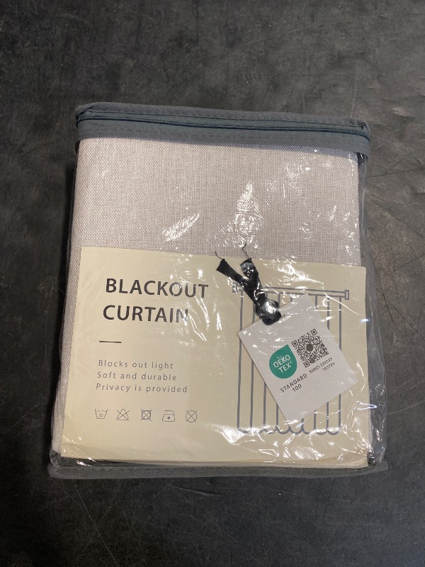 Photo 1 of 100% Blackout Shield Linen Blackout Curtains for Bedroom 84 Inches Long, Back Tab/Rod Pocket Living Room Drapes, Thermal Insulated Blackout Curtains 2 Panels Set, 50" W x 84" L, Beige