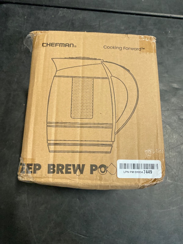 Photo 1 of Chefman Electric Kettle with Temperature Control, 5 Presets LED Indicator Lights, Removable Tea Infuser, Glass Tea Kettle & Hot Water Boiler, 360° Swivel Base, BPA Free, Stainless Steel, 1.8 Liters