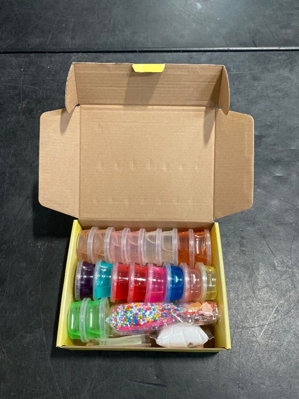 Photo 1 of 18 Cups DIY Slime Kit, Slime Making Kit for Girls, Crystal Clear, Glow in The Dark Slime with Add-ins, Foam Balls, Charms, Party Favors Gift Toys for Kids 3-12
