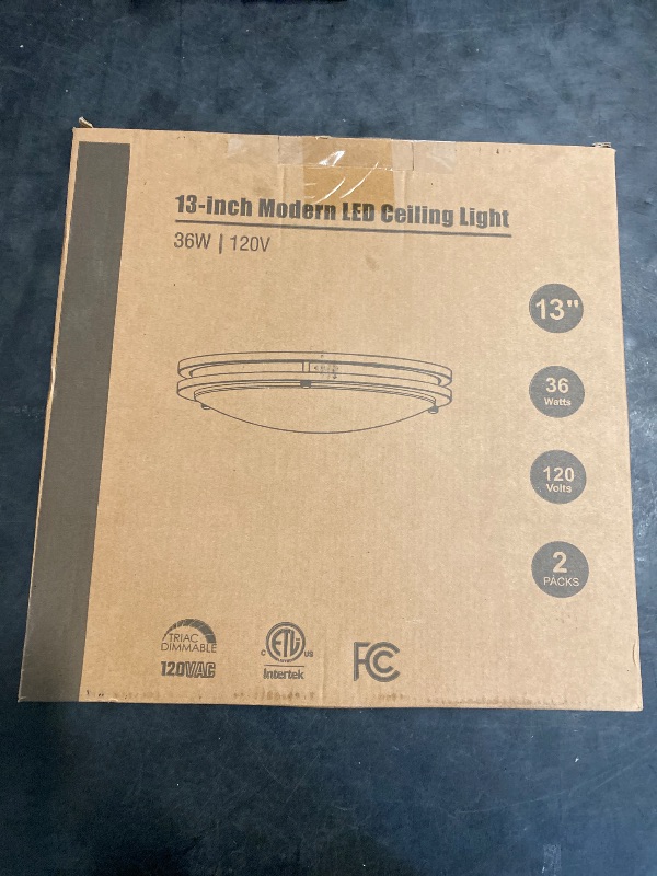Photo 1 of TOBUSA 36W 3600lm Super Bright LED Flush Mount Ceiling Lights, Modern Black, Daylight White 5000K, 13 Inch Dimmable Ceiling Lamps for Kitchen, Bathroom, Hallway, Bedroom, 2 Packs