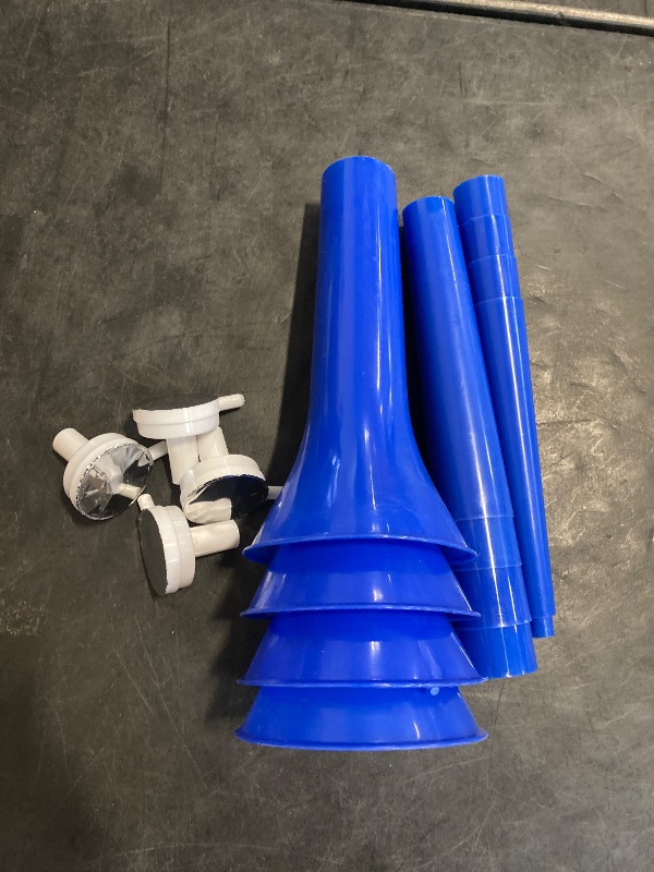 Photo 1 of Sosation 4 Pieces Collapsible Stadium Horn 24 Inch Vuvuzela Plastic Trumpet Horn Blow Noisemakers for Sporting Events Football Games School Sports Party Supplies Favors Accessories(Blue)