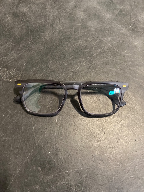 Photo 1 of Peepers by PeeperSpecs Men's Jude Square Reading Glasses, Charcoal Horn, 1.00 + 1
