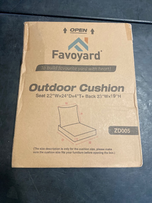 Photo 1 of Favoyard Outdoor Seat Cushion Set 22 x 24 Inch Waterproof & Fade Resistant Patio Furniture Cushions with Removable Cover Deep Seat & Back Cushion with Handle and Adjustable Straps for Chair Sofa Couch