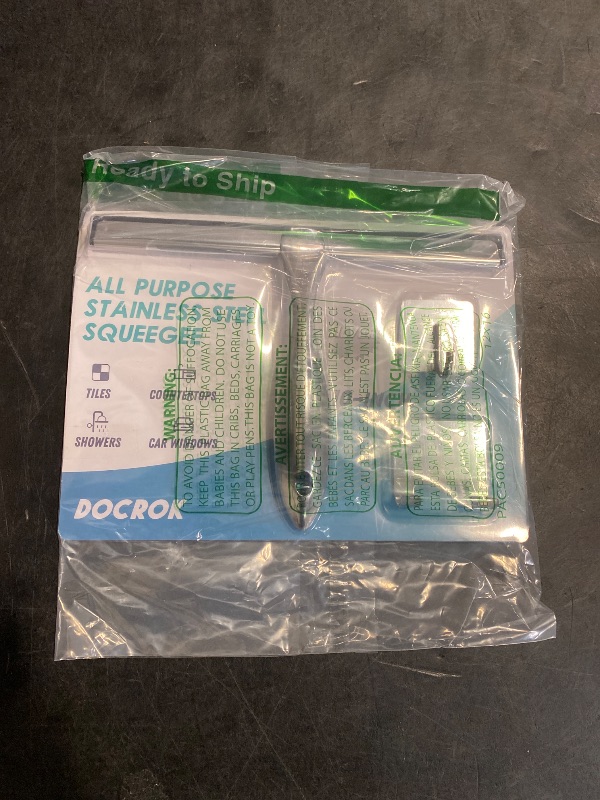 Photo 1 of All-Purpose Stainless Steel Shower Squeegee for Shower Glass Door with 2 Adhesive Hooks