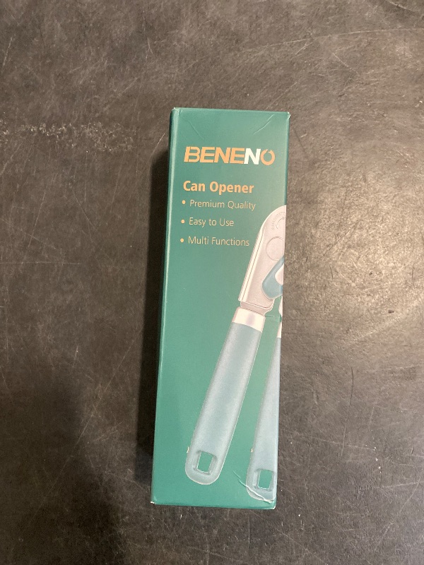 Photo 1 of Beneno Can Opener Manual with Magnet, Hand Held Heavy Duty Can Opener with Durable Sharp Blade Smooth Edge, Big Effort-Saving Knob, Soft Grip Rubber Handle, Multifunctional Bottle Opener, Green