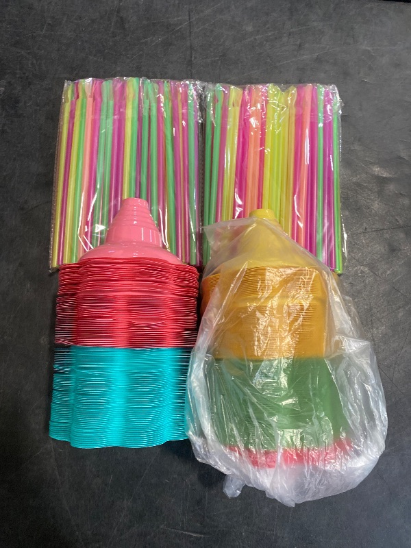 Photo 1 of Boao 400 Pieces 5oz Flower Cups Snow Cone Cups with Spoon Straws, Colorful Shaved Reusable Snow Cone Bowls Supply Shaved Ice, Snack, Ice Cream