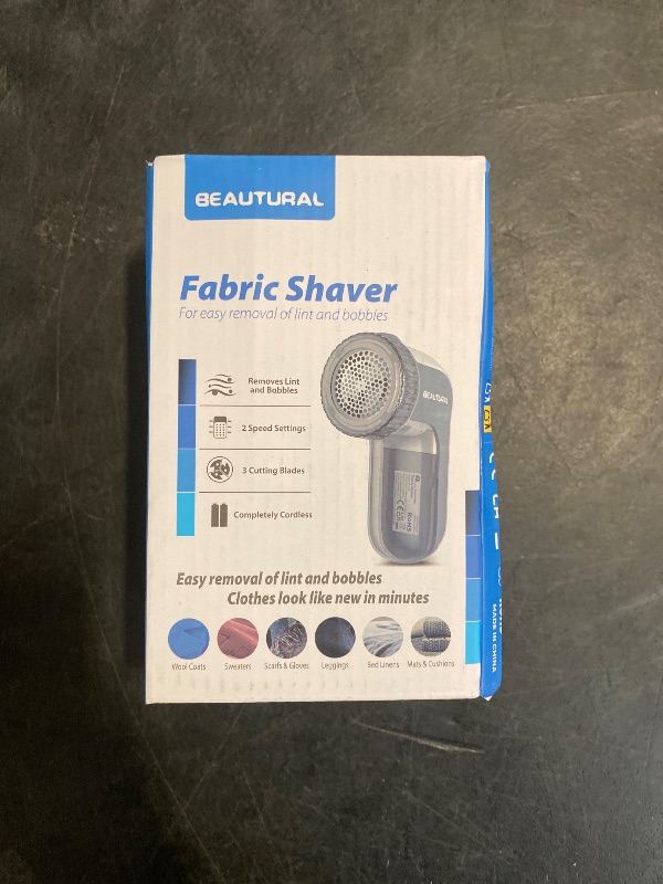 Photo 1 of BEAUTURAL Fabric Shaver and Lint Remover, Sweater Defuzzer with 2-Speeds, 2 Replaceable Stainless Steel Blades, Battery Operated, Remove Clothes Fuzz, Lint Balls, Pills, Bobbles Gray