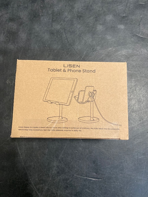 Photo 1 of LISEN Cell Phone Stand Adjustable for iPhone Phone Holder for Desk, Office Desk Accessories Computer PC for iPhone Stand Gaming Essentials Fit Otterbox Case Phones Switch Kindle iPad Air Tablet 4-10in