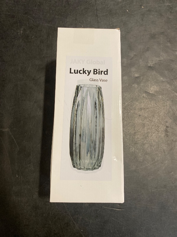 Photo 1 of Lucky Bird Black Grey Glass Vase Modern Ribbed Glass Vase for Flowers, Candles, and Decorative Accents - Tall/Short Glass Vase for Centerpieces Home Table Decor(Grey H11.8inch)