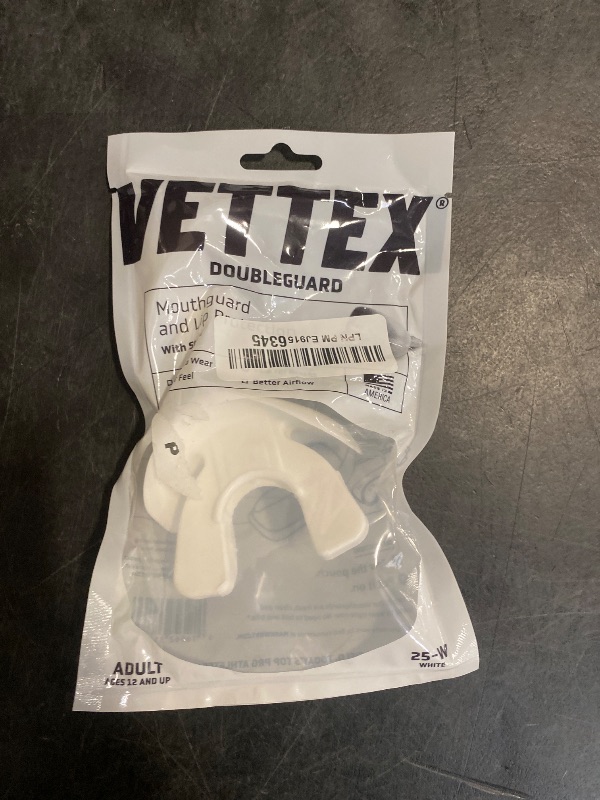 Photo 1 of Vettex Football Doubleguard Mouthguard with Lip Protection - Adult - 2 Pack, White