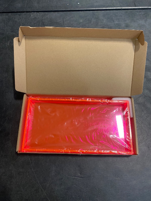 Photo 1 of Acrylic Tray for Vanity Makeup Perfume Jewelry 12x6'' Small Decorative Tray for Bathroom Dresser Tops Candle Sink Counter, Neon Pink