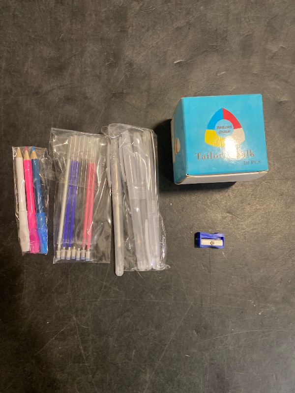 Photo 1 of CampTek Tailors Chalk & Fabric Markers for Quilting - 10PCS Tailor's Chalk, 4PCS Heat Erasable Pens with 4 Refills, 3 PCS Sewing Fabric Pencils