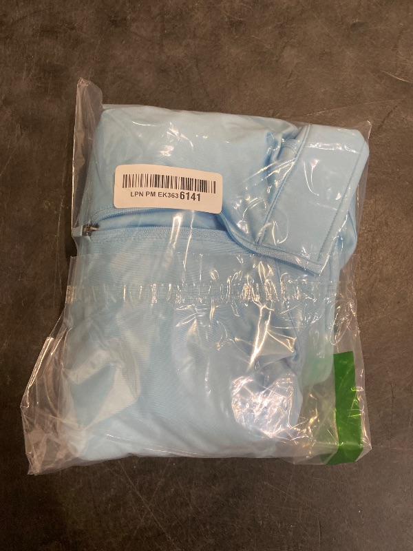Photo 1 of (L) MAGCOMSEN Womens Long Sleeve Top Quarter Zip Pullover V Neck Fleece Shirt Thumbhole for Running Workout LightSkyBlue, L