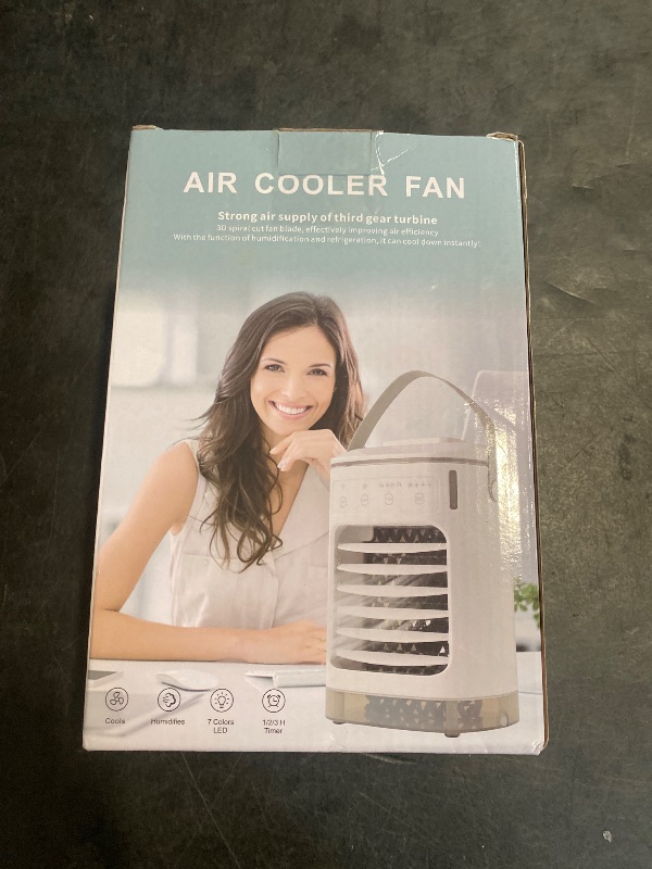 Photo 1 of Portable Air Conditioners, SMLEGFT Evaporative Air Cooler with 3 Speeds & 2/4/6/8H Timer, 7 Color Light & 900ml Large Tank, Dual Mist Spray & Dual Icebox, Personal Air Conditioner for Bedroom Office