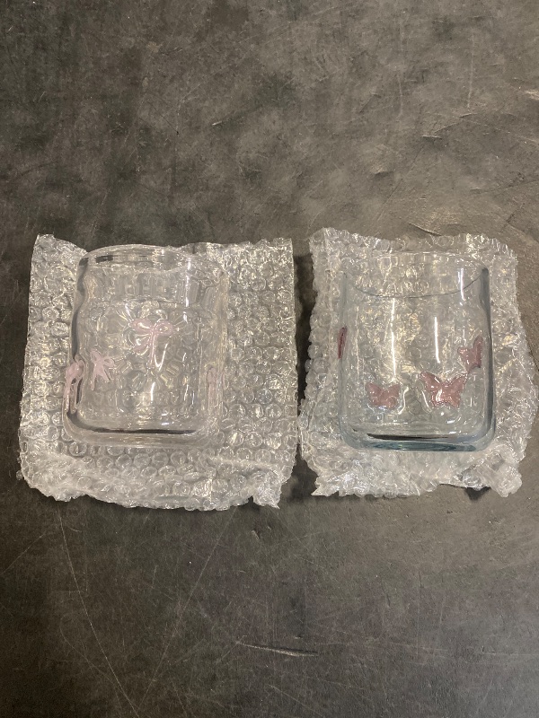 Photo 1 of Singhoow 2 PCS Valentine Icon Juice Glasses, 14oz Valentines Stemless Wine Glasses Set for Gift Engagement Wedding Party Her Women Girlfriend Wife Present(Butterfly)