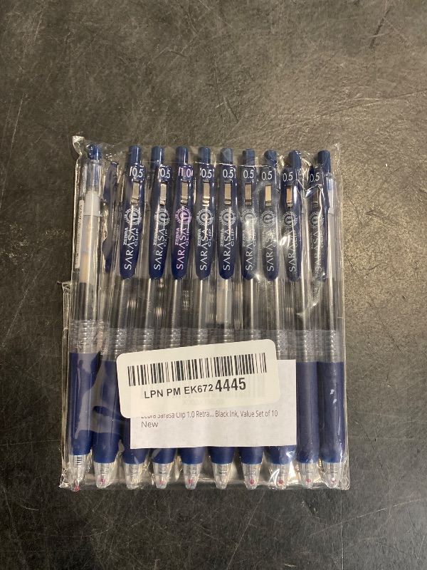 Photo 1 of Zebra Sarasa Clip 1.0 Retractable Gel Ink Pen, Rubber Grip, 1.0mm, Blue Black Ink, Value Set of 10