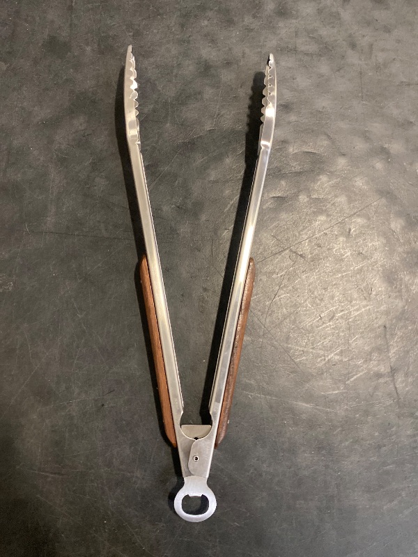 Photo 1 of Wood-Handled Grill Tongs, 19.5"/50cm Extra Long BBQ Tongs, Heavy Duty Premium Stainless Steel Metal Tongs with Solid Wood Handles, for Charcoal, Grilling, BBQ, Barbecue, Cooking
