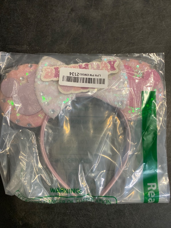 Photo 1 of Trnerm Birthday Mouse Ears Headband, Pink Sequin Bows, Halloween & Christmas Party Decorations, Costume Headwear