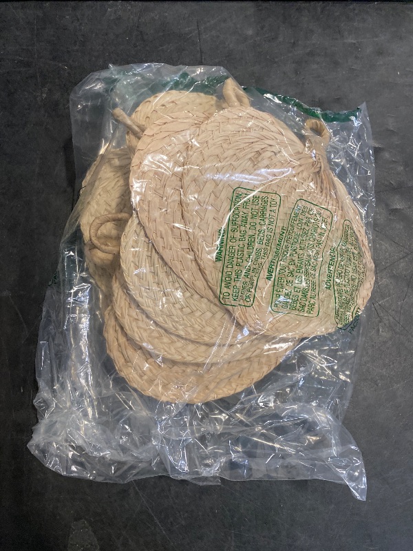 Photo 1 of WRINGKIT 12 Pieces Natural Raffia Fans, Handmade Wedding Raffia Fans, Farmhouse Palm Leaf Hand Weaving Fan Boho Fans for Guest, Wedding Favors, Couple, Summer Cooling, Wall Decor