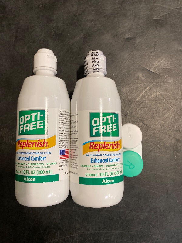 Photo 1 of Opti-Free Replenish Multi-Purpose Contact Lens Cleaning and Disinfecting Solution with Lens Case, 10 FL OZ (Pack of 2)
